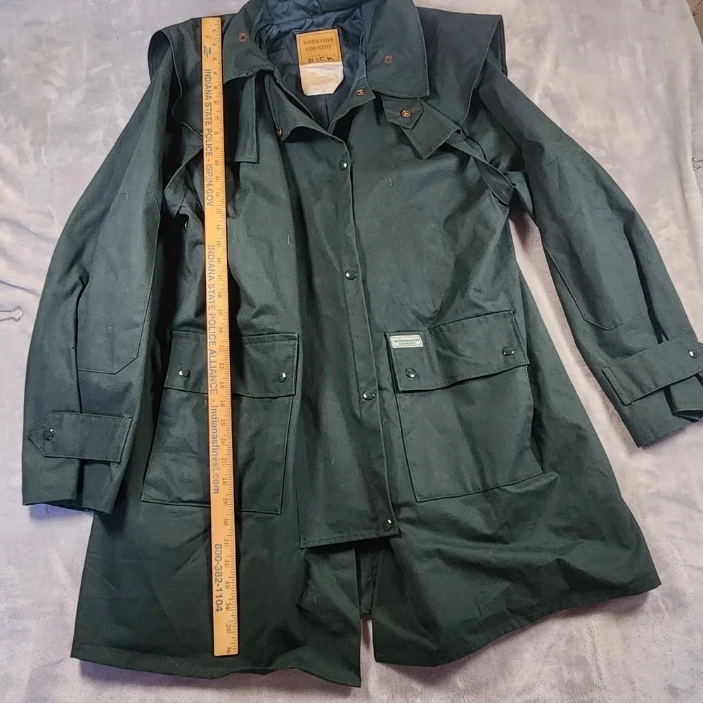 Vtg Morrisons Australian Green‎ OilSkin Coat Duster Size XL Ranch Cowboy Chore